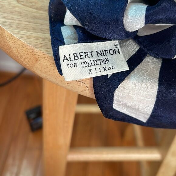 Albert Nipon Navy and White Striped Scarf - Picture 3 of 5